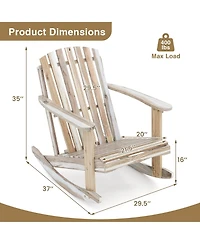 Gymax 2PCS Adirondack Rocking Chair w/Slatted Seat and High Fanned Back for Backyard