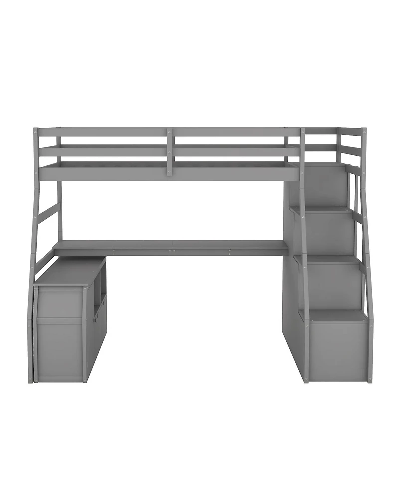 Streamdale Furniture Loft Bed with 7 Drawers 2 Shelves and Desk