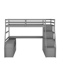 Streamdale Furniture Loft Bed with 7 Drawers 2 Shelves and Desk