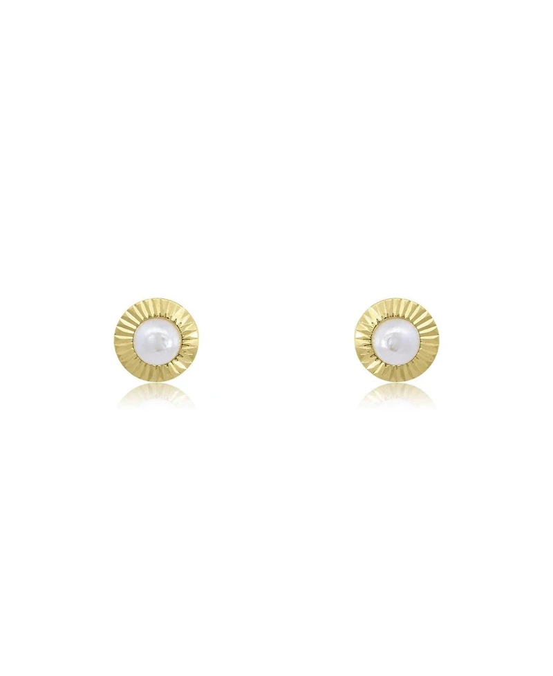 The Lovery Fluted Pearl Screw Back Stud Earrings