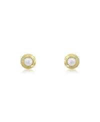 The Lovery Fluted Pearl Screw Back Stud Earrings