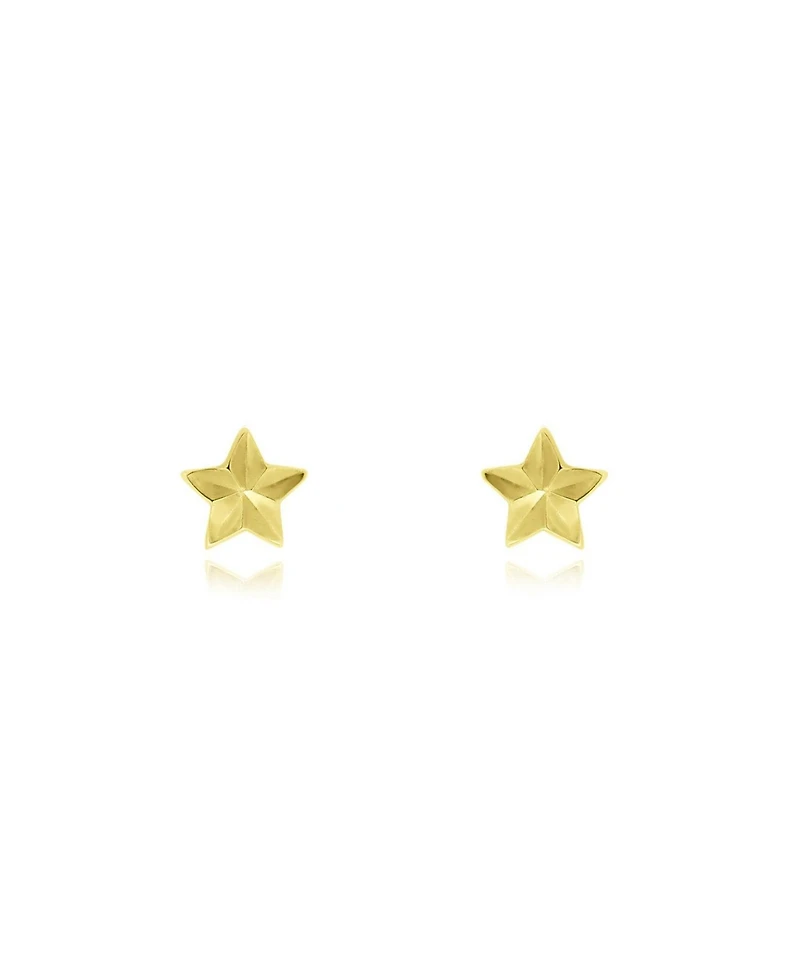 The Lovery Fluted Puffy Star Stud Earrings 14K Yellow Gold