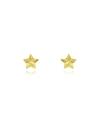 The Lovery Fluted Puffy Star Stud Earrings 14K Yellow Gold