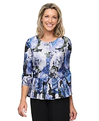 Alex Evenings Women's Printed Peplum Top