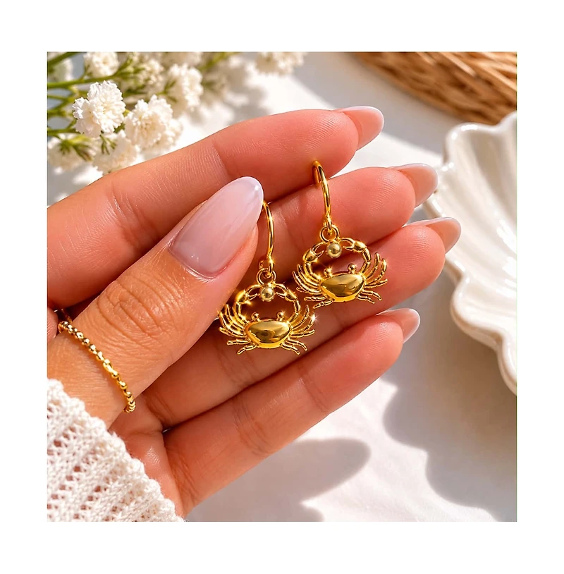 Dloria Coastal Crab Huggie Dangle Earrings