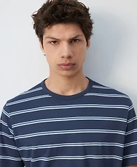 Mango Men's Striped Cotton T-Shirt
