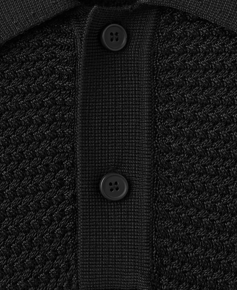 Mango Men's Fine-Knit Ribbed Cotton Polo Shirt