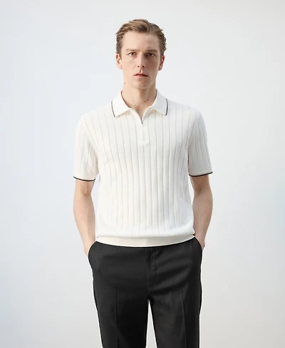 Mango Men's Fine-Knit Zipper Polo Shirt