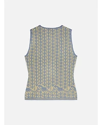 Scotch & Soda Women's and Jacquard Knitted Vest, Cactus Stripe Placed Raffia, Xlarge