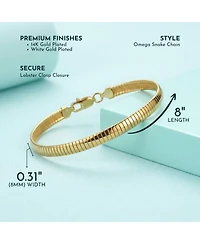 Rachel Glauber Modern High-Polish Sleek Snake Chain Omega Bracelet