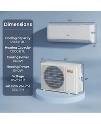 Costway 12000BTU Wifi Enabled Mini Split Ac 22 SEER2115V Inverter Air Conditioner