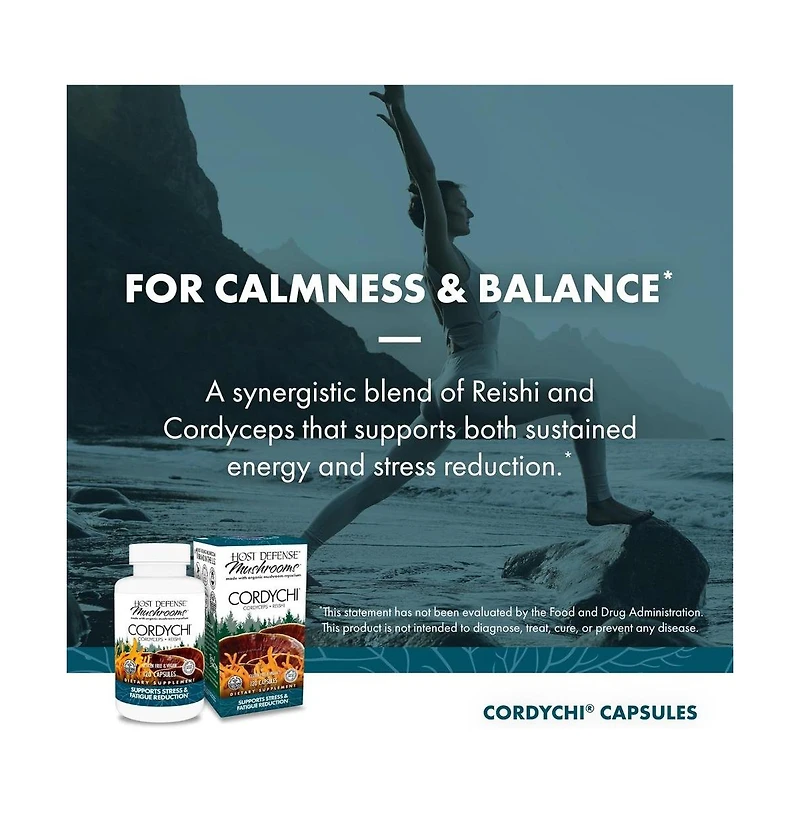 Host Defense CordyChi Capsules - Energy & Immune Support Supplement