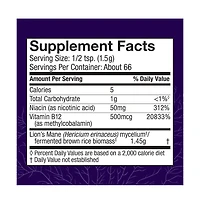 Host Defense BrainPower Stack Powder - Targeted Brain Support Supplement - Powder Mushroom Supplement with Lion's Mane, Niacin (B3) & Vitamin B12