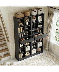 Aheaplus Freestanding 6-Tier Bookshelf with Drawer, 73.6" Decorative Shelf Cube Storage