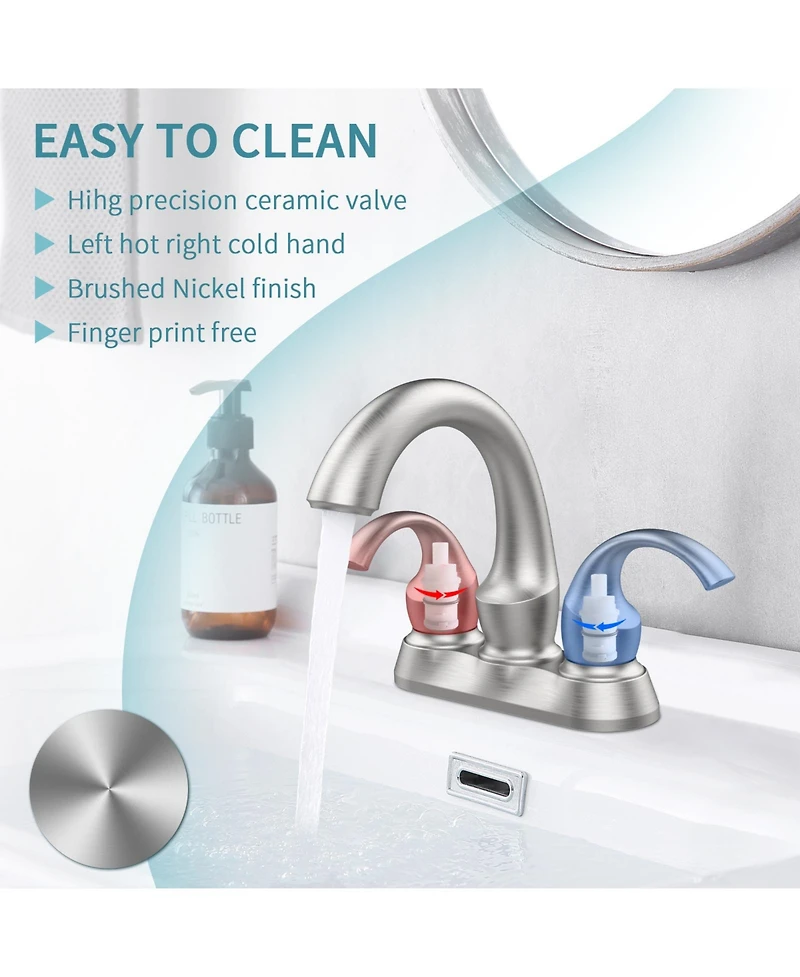 Phying Bathroom Faucet 2-Handle Oil Rubbed Bronze with Aerator, Swan Style 4-inch Centerset Vanity Sink with Pop-Up Drain and Supply Hoses