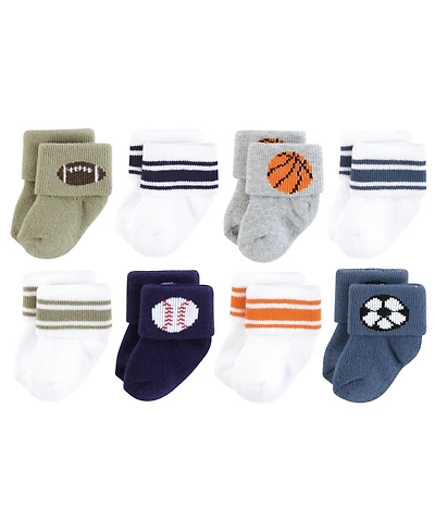 Hudson Baby Baby Boys Hudson Cotton Rich Newborn and Terry Socks 8-Pack