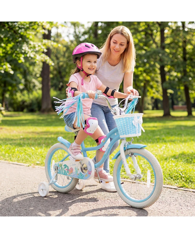 Gymax 16'' Kids Bike Toddler Bicycle w/Training Wheels Hand and Coaster Brakes Handlebar