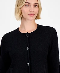 Anne Klein Women's Eyelash-Texture Patch-Pocket Cardigan