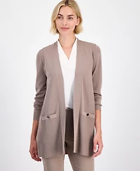 Anne Klein Women's Open-Front Buttoned-Pocket Cardigan
