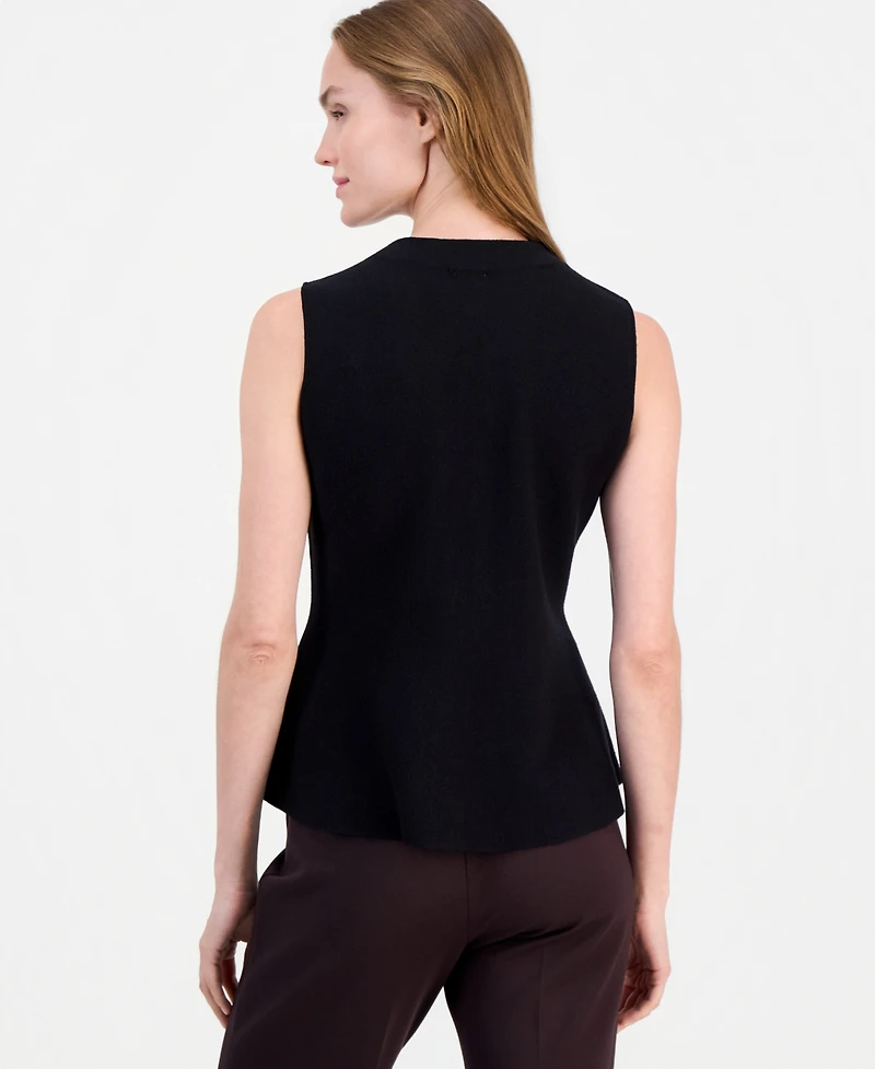 Anne Klein Women's V-Neck Button-Front Peplum Vest