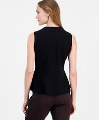 Anne Klein Women's V-Neck Button-Front Peplum Vest