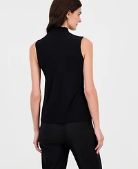 Anne Klein Women's Sleeveless Smocked V-Neck Top
