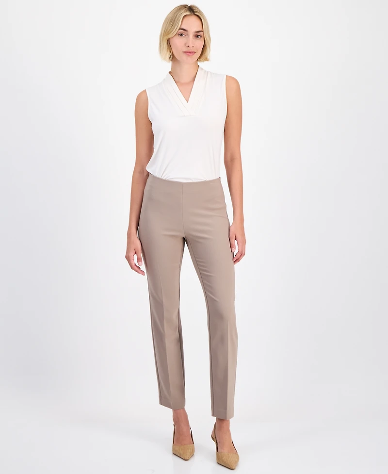 Anne Klein Petite Pull-On Mid-Rise Slim Pants