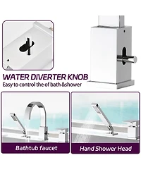 Phying Waterfall Bathtub Faucet with Sprayer, 3-Hole Roman Tub Filler with Hand Shower Deck Mount Waterfall Tub Spout Set
