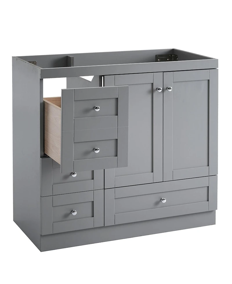 Sillysis Freestanding Bathroom Vanity Cabinet,Shaker Style Mdf, 4 Soft Close Drawers, Storage for Small Spaces