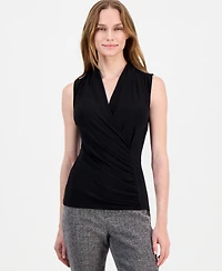 Anne Klein Women's Shirred Surplice-Neck Sleeveless Top