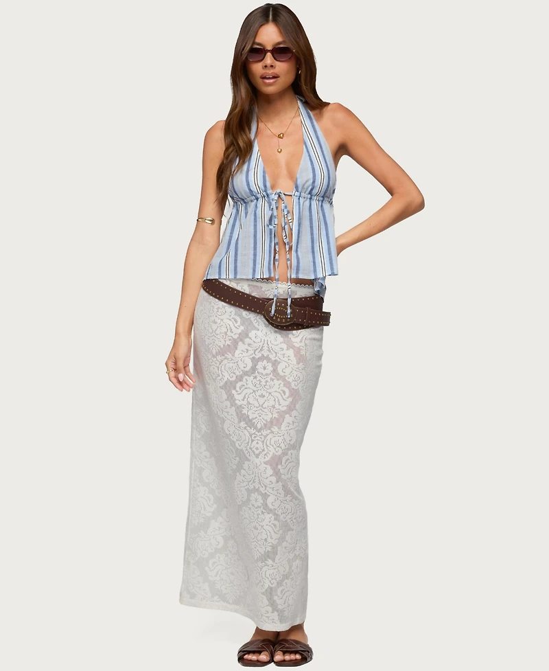 Edikted Women's Galee Tie Front Linen Look Top