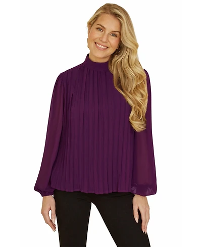 Yumi Women's Pleated Long Sleeve Top