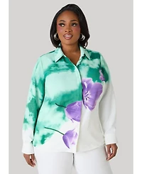 Ashley Stewart Women's Floral Print Shirt