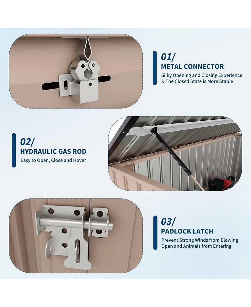 Outdoor Metal Trash Can Storage Shed Garbage Bin Enclosure With Lockable Chain Lid For Secure Waste Management