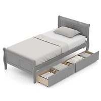 Costway Bed Frame with Storage Drawers, Wood Platform Bed with Headboard Footboard