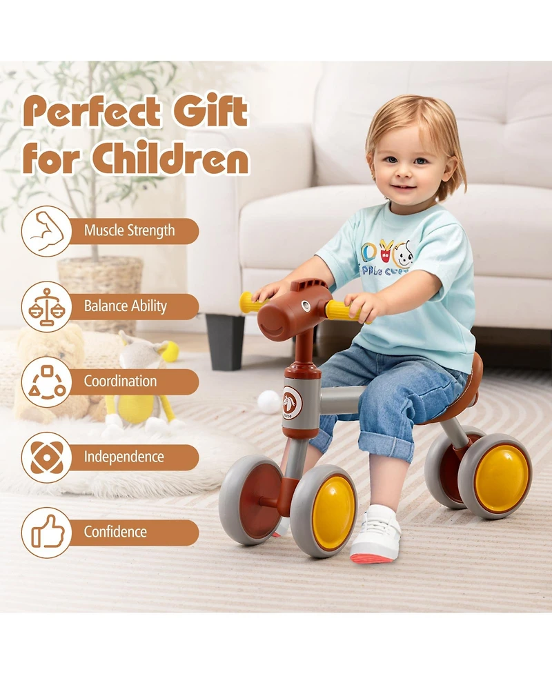 Gymax Baby Balance Bike Toddler First Bike w/ Pu Leather Seat and Eva Foam Wheels