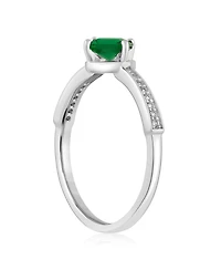 Simona Radiant Center Emerald and Clear Cz Ring