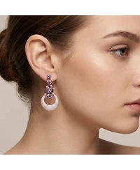 Sterling Silver Open Circle Drop Cubic Zirconia Dangle Earrings