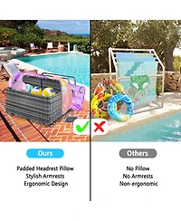 gaomon Pool Float Storage Box with Wheels, Double Layer Pe Rattan, Water-Resistant, Fold-Out Shelves, for Poolside and Patio
