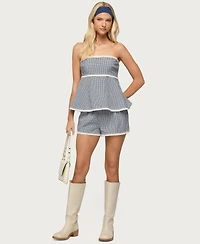 Edikted Women's Ellie Lacey Ginghman Strapless Top