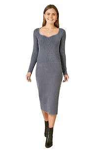 Yumi Women's Rib Knit Midi Skirt Stretch and Cozy