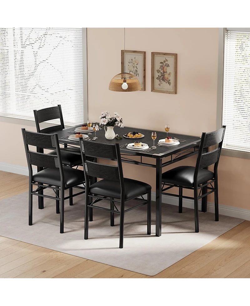 gaomon Dining Table Set for 4 with Upholstered Chairs, Dining Room Table Set for 4, for Kitchen, Apartment