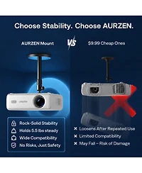 Aurzen Mini Ceiling Projector Mount, 1/4-Inch Screw, Adjustable 9"-15" Length, 360degree(s)Rotation and 90degree(s)Tilt, for Most Projectors