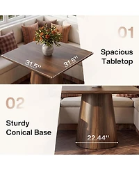 Tribesigns Square Dining Table, 31.5" Small Space Kitchen Table with Pedestal Base, Mid-Century Modern Wooden Dinner Table for 4