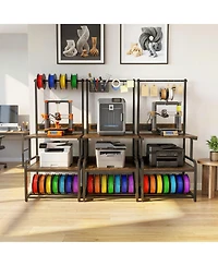 Aheaplus Large Printer Stand with 4-Tier Storage and Charging Station, 3D Printer Table with Filament Storgae and Rolling