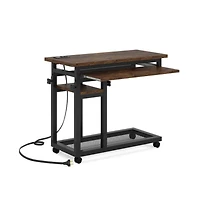 Slickblue Mobile C Table with Power Outlet for Sofa and Bedside Use