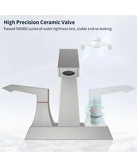 Phying 2-Handle Heavy Duty Bathroom Faucet with Drain and Supply Kits, Modern Style Lavatory Deck Mounted Faucet Brushed Nickel