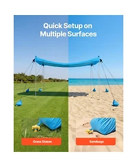 Cozito Beach Tent Sun Shelter 10 x 10 feet with 8 Sandbags and Stability Poles