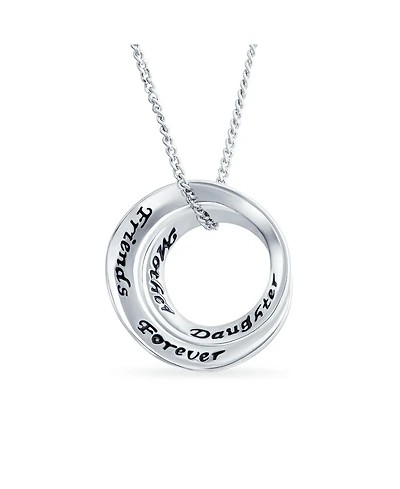 Bling Jewelry Eternal Circle Inspirational Words Friends Forever Mother Daughter Pendant Necklace Sterling Silver