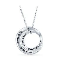 Bling Jewelry Eternal Circle Inspirational Words Friends Forever Mother Daughter Pendant Necklace Sterling Silver